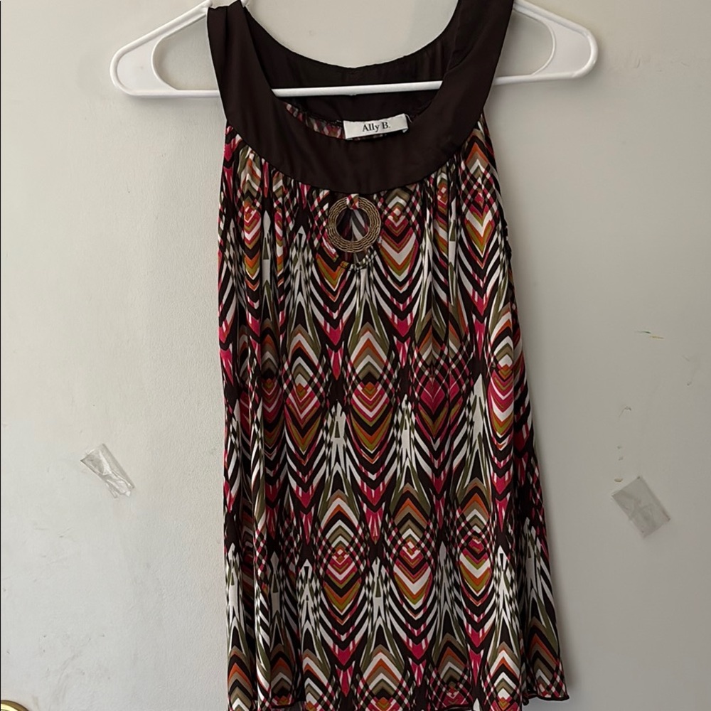 Ally B Brown and Pink Geometric Top